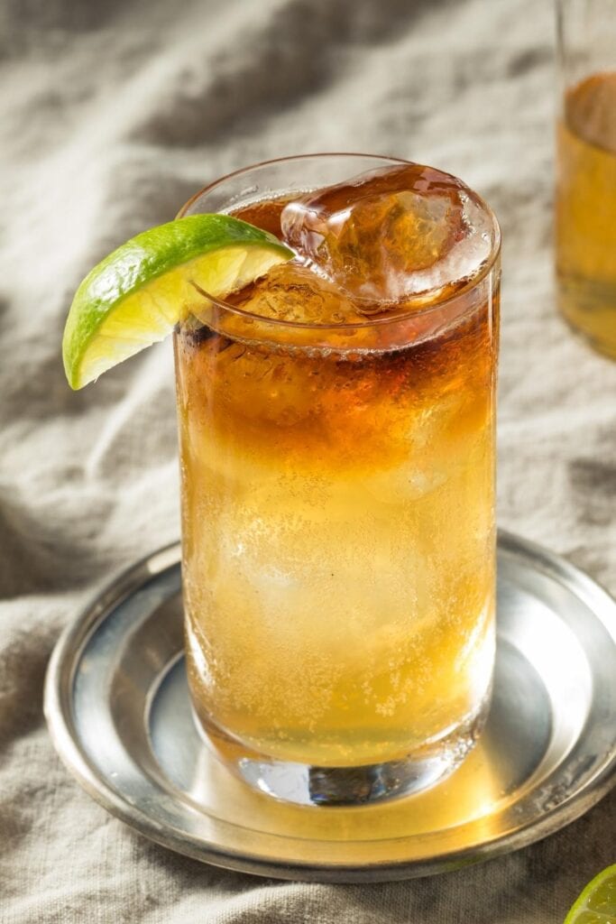 Boozy Rum Dark and Stormy Cocktail with Lime