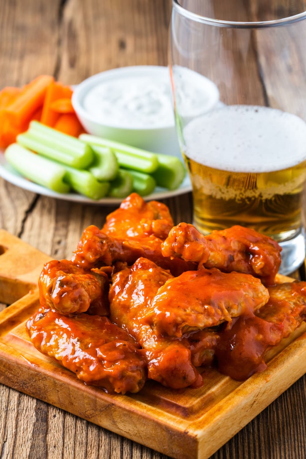 Buffalo Chicken Wings with Beer and Celery