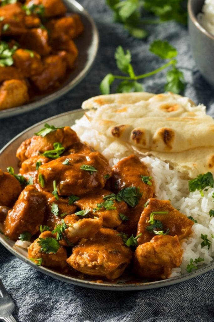 Chicken Tikka Masala with Rice and Bread