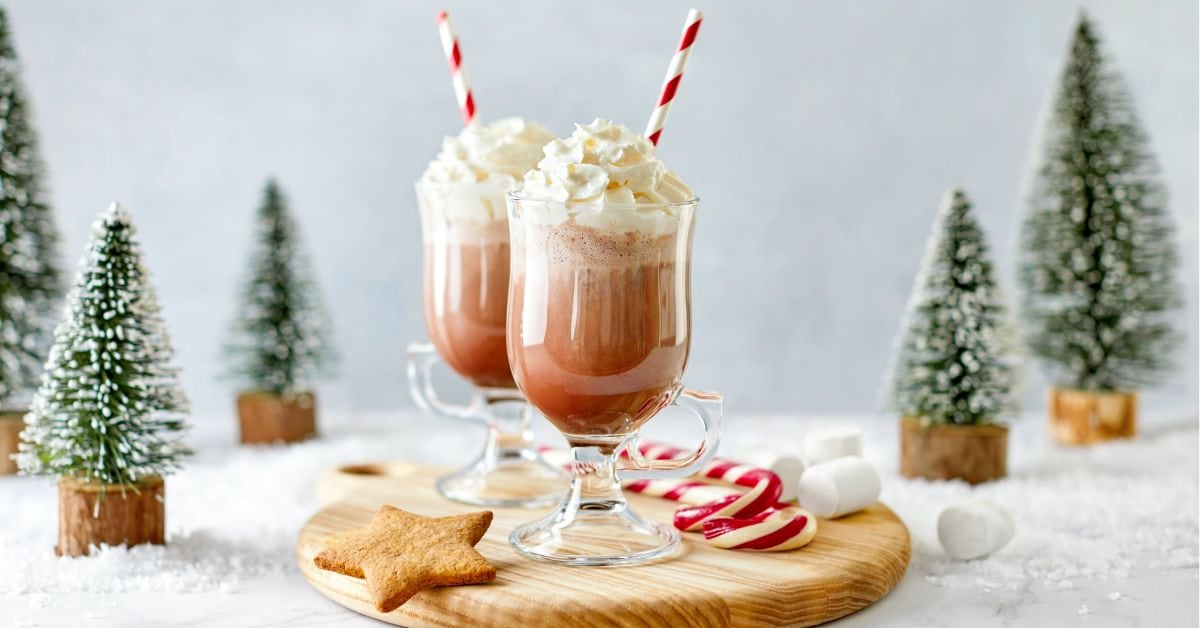 Cold Refreshing Peppermint Chocolate with Whipped Cream for Christmas