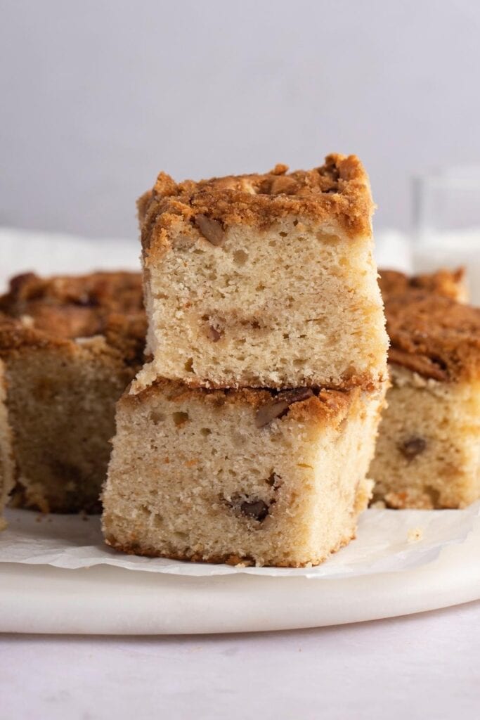Slices of Sour Cream Coffee Cake on a Plate