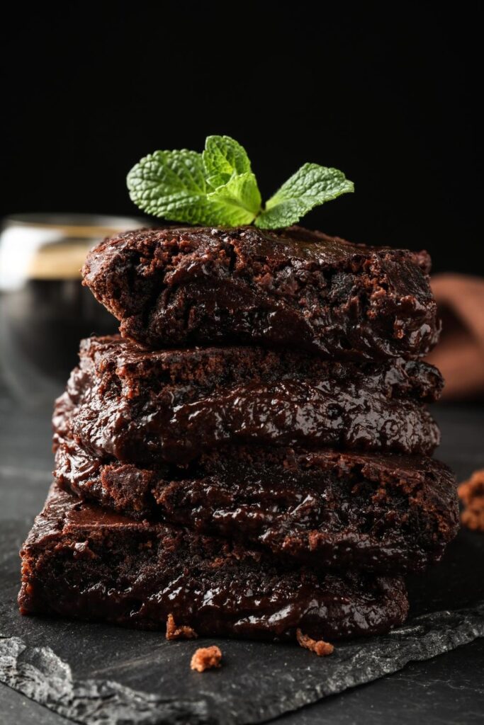 Fudgy Chocolate Brownies with Mint