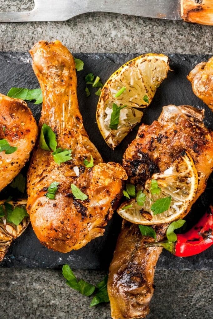 Grilled Chicken Legs with Lemon and Chili Pepper