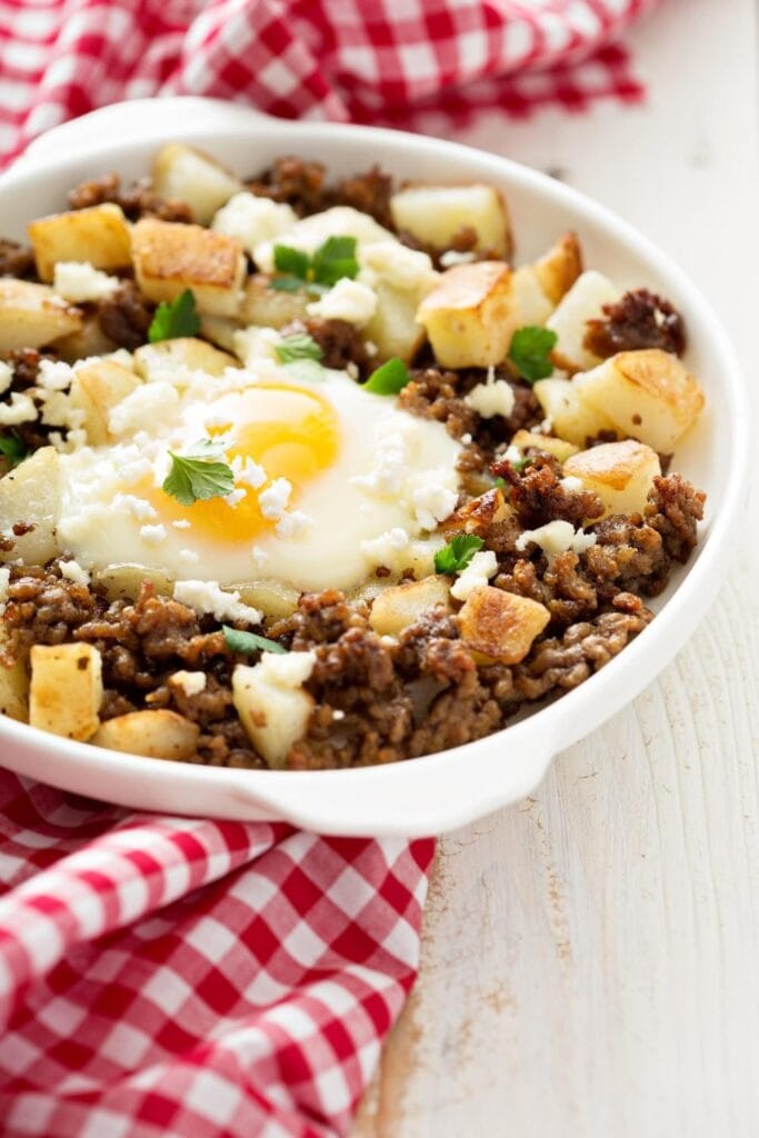 Ground Beef and Potato Hash with Egg