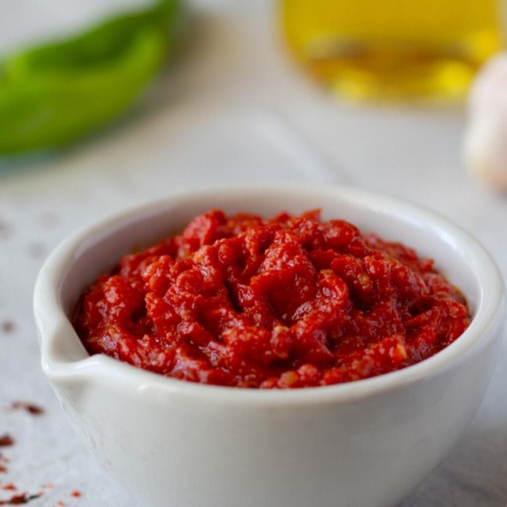 Harissa on a Small White Bowl