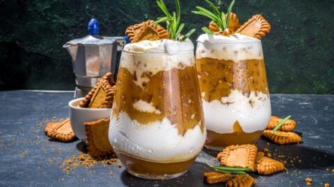 Homemade Biscoff Coffee Latte with Biscuits