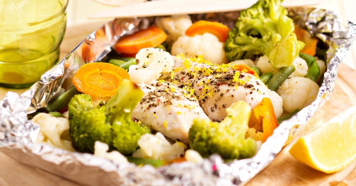 Homemade Foil Packet Lemon Chicken with Broccoli and Carrots