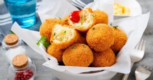 Homemade Fried Risotto Arancini with Ketchup