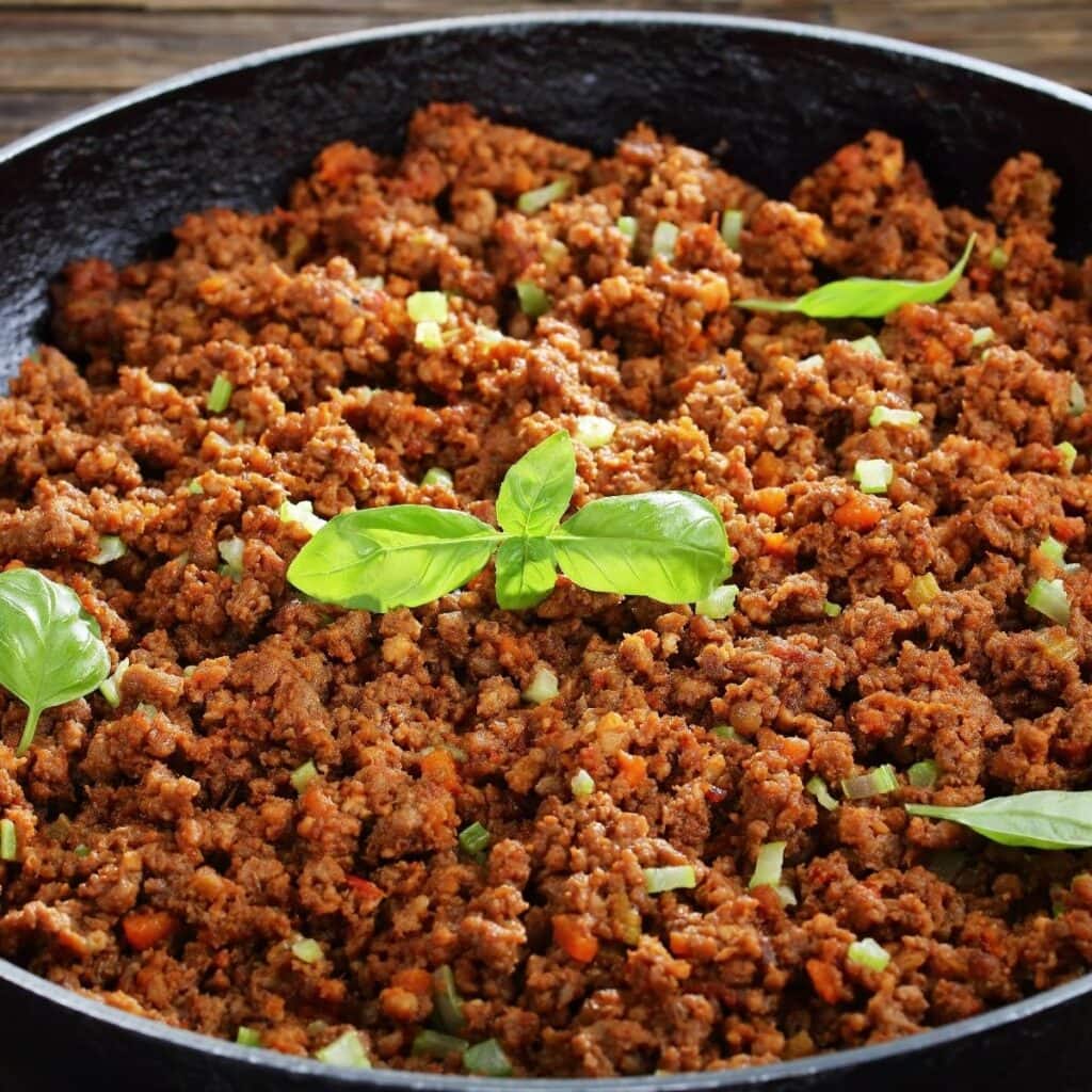 Homemade Ground Beef in a Skillet