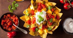 Homemade Loaded Nachos with Cheese, Salsa and Jalapenos