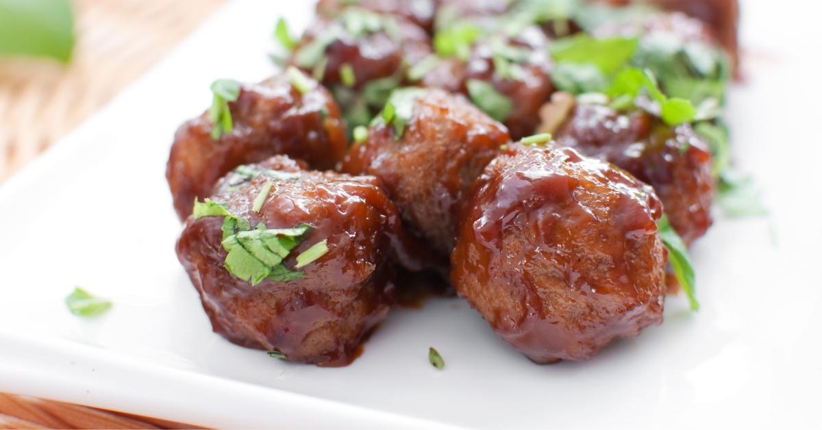 Homemade Meatballs with Grape Jelly and Herbs