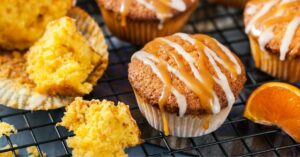 Homemade Orange and Carrot Muffins in a Baking Rack