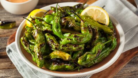 Homemade Shishito Green Peppers with Lemon