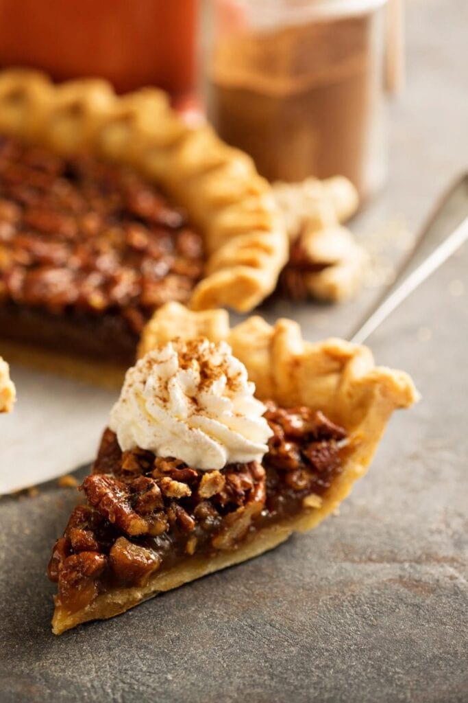 Keto Pecan Pie with Cinnamon and Whipped Cream