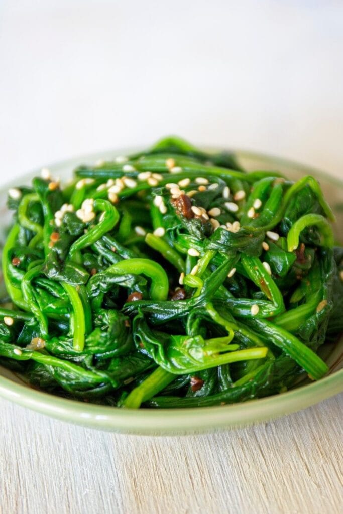Korean Seasoned Spinach with Sesame and Soy Beans