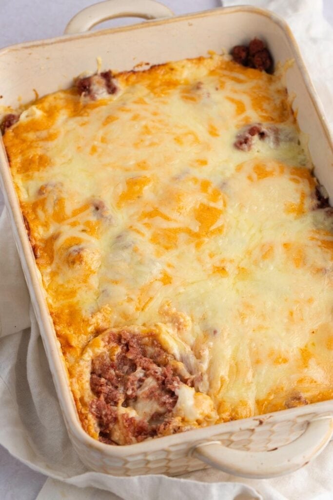 Meaty Reuben Dip Topped With Melted Cheese