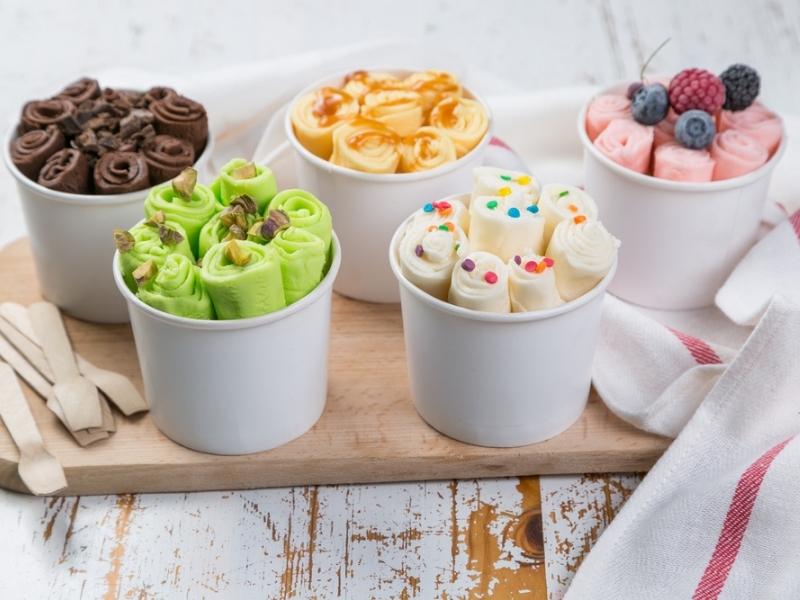 Different Flavors of Rolled Ice Cream