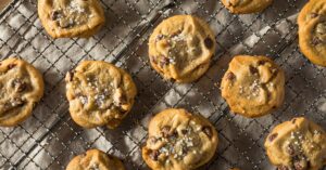 Salted Chocolate Chip Cookies in a Baking Rack