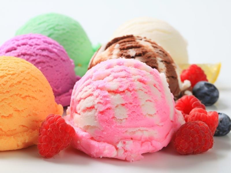 Scoops of Sherbet of Different Flavours