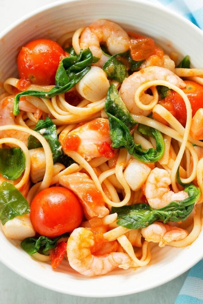 Shrimp and Scallops with Tomatoes and Pasta