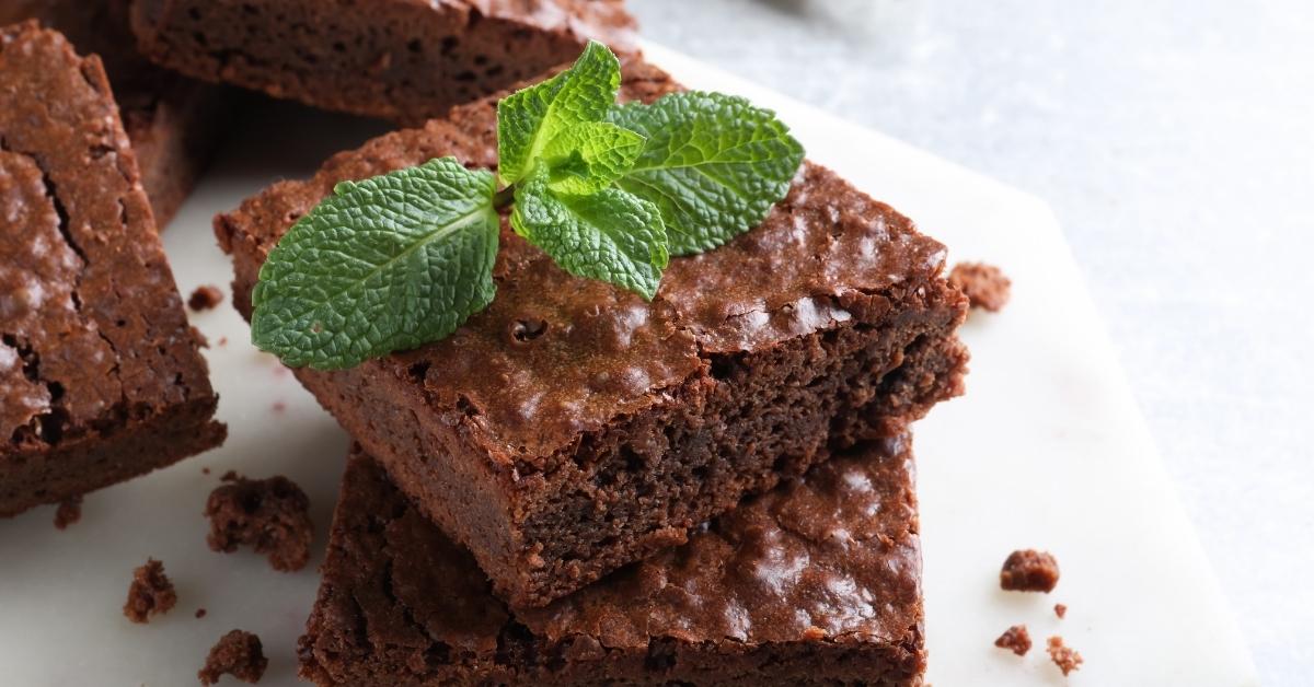 Sweet Homemade Fudgy Chocolate Brownies with Mint