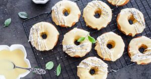 Sweet Homemade Lemon Donuts with Glaze and Poppy Seeds