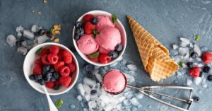 Sweet Raspberry Ice Cream with Scones