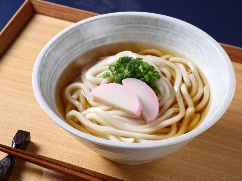 Udon Noodles on a White Bowl