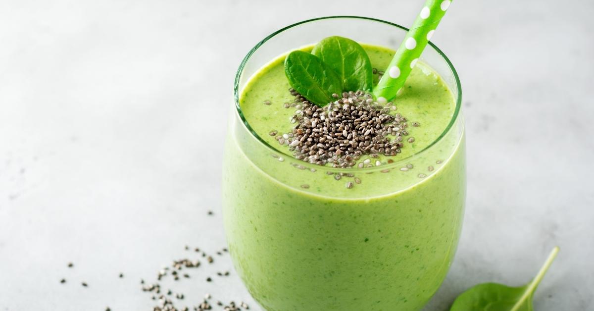 A Glass of Healthy Refreshing Green Chia Smoothie