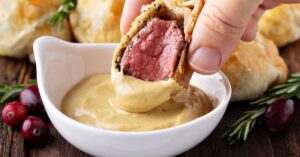 Appetizing Homemade Beef Wellington with Dipping Sauce