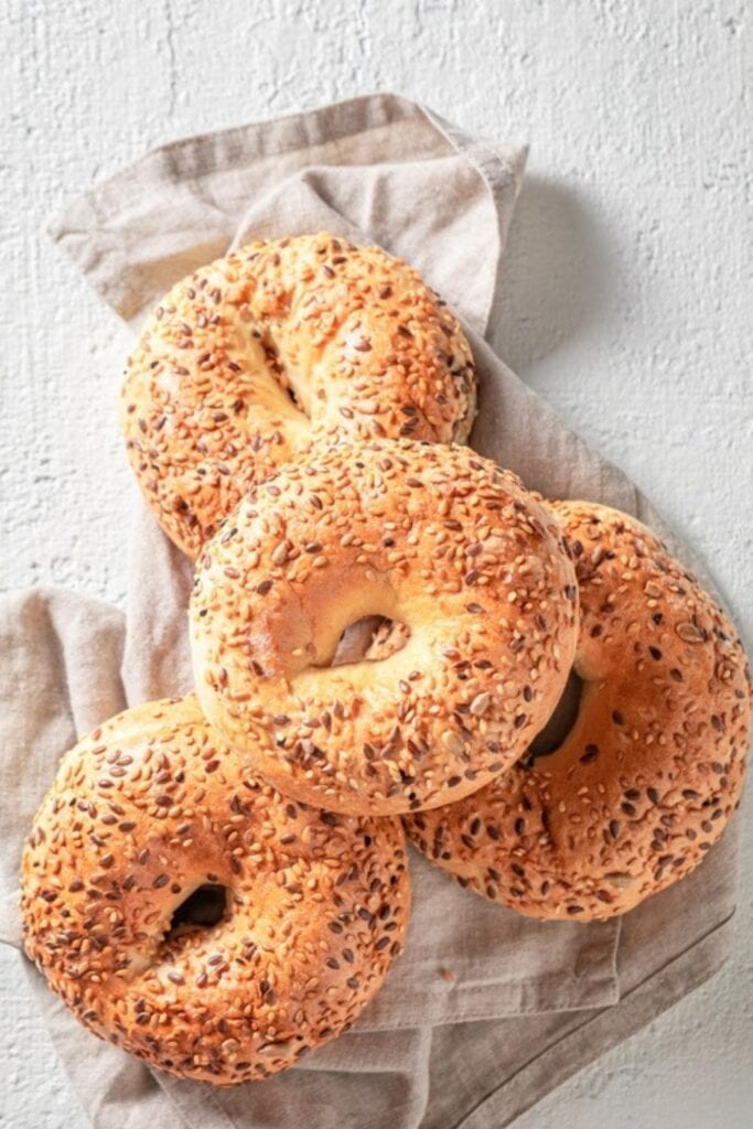 Bagel Breads on a Linen Cloth
