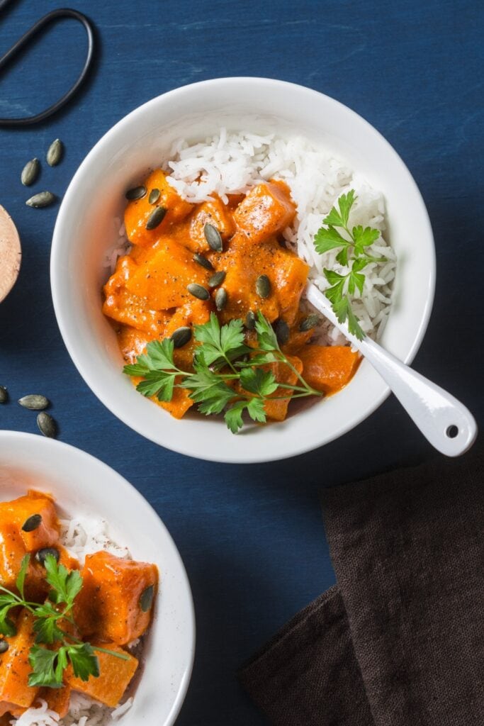 Banana Squash Curry with Rice and Herbs