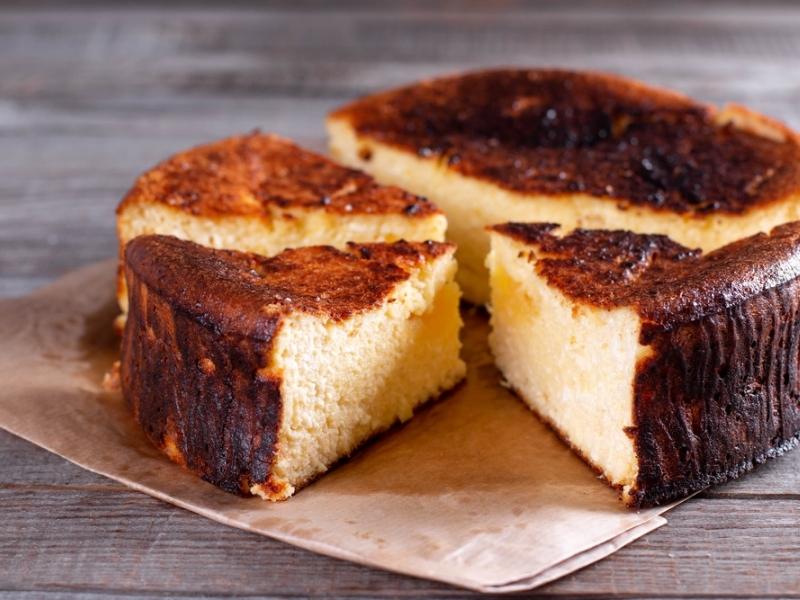Sliced Basque Cheesecake