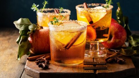 Boozy Apple Cider Margarita with Cinnamon in Glass
