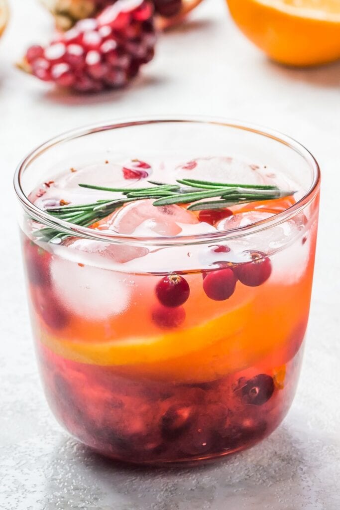 Boozy Cranberry Citrus Punch in a Glass