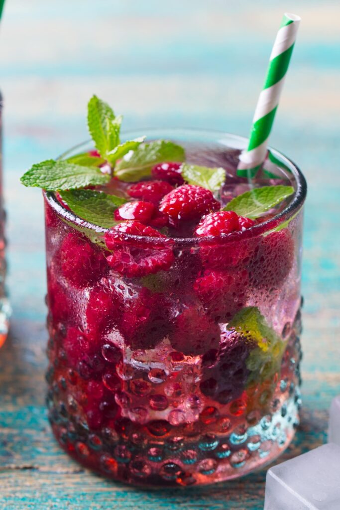 Boozy Refreshing Raspberry Cocktail with Vodka and Mint
