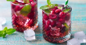 Boozy Refreshing Raspberry Cocktail with Vodka and Mint