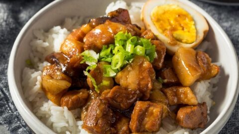 Bowl of Braised Pork with Rice and Egg