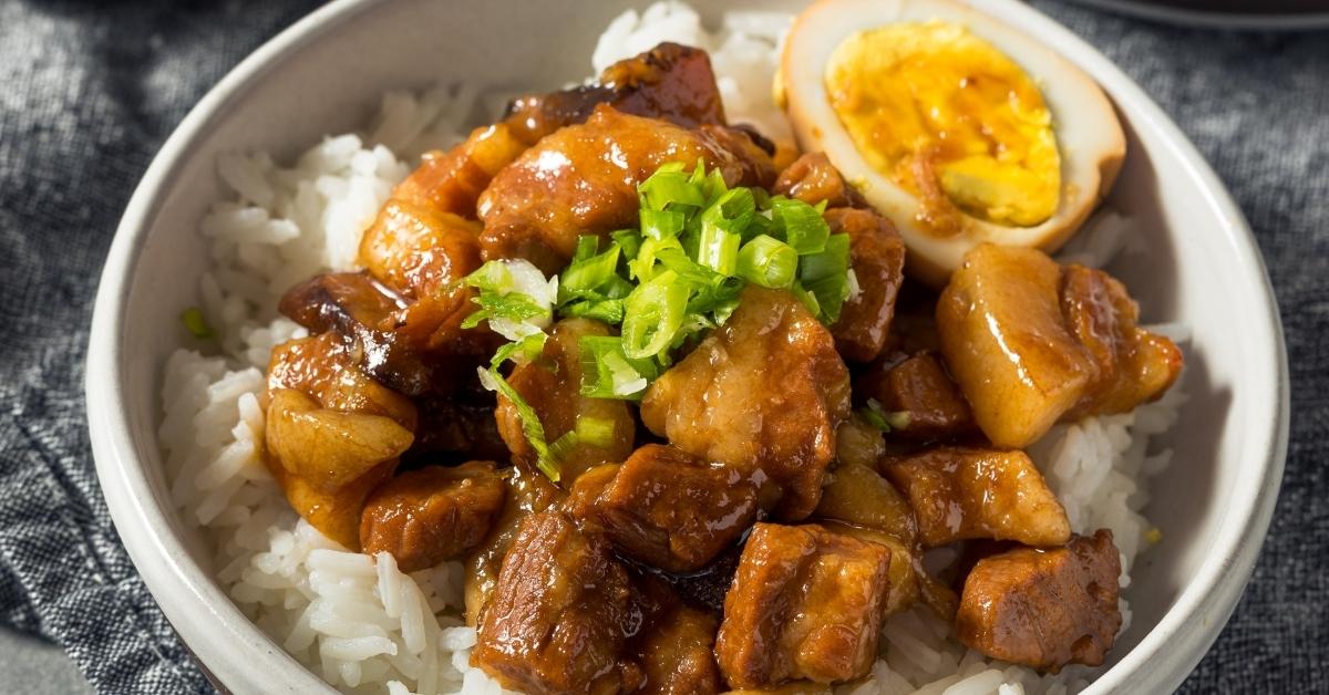 Bowl of Braised Pork with Rice and Egg