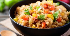 Bowl of Homemade Thai Fried Rice with Vegetables