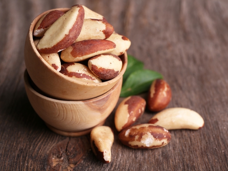 Brazil Nuts in a Wooden Bowl