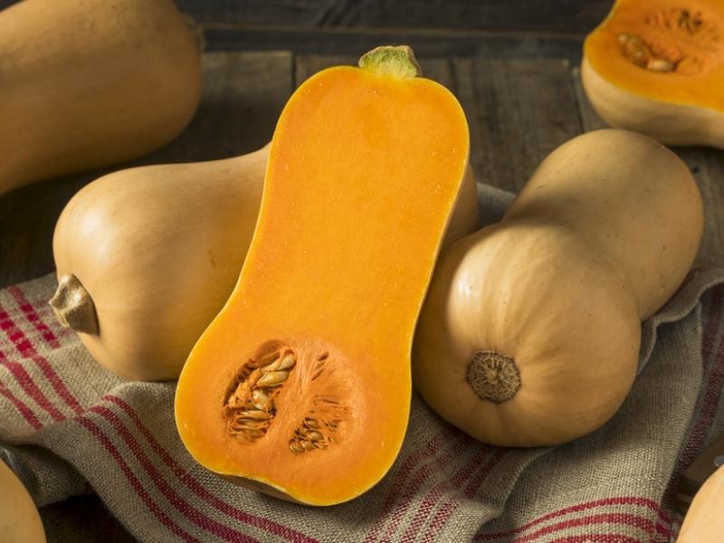 Whole and Sliced Butternut Squash