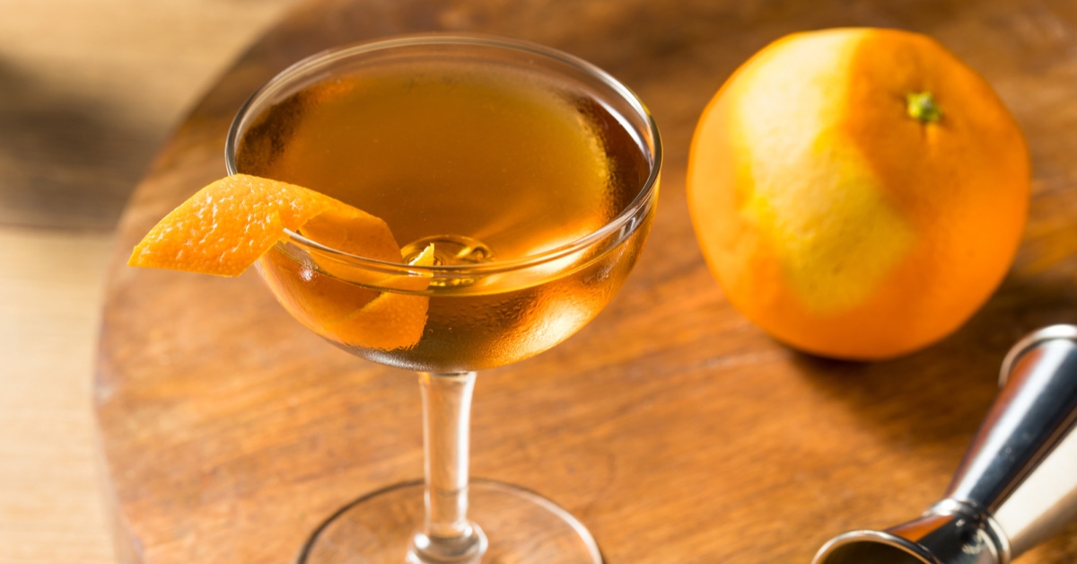 Classic Hanky Panky Cocktail with Orange Garnish