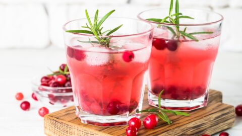 Cold Boozy Cranberry Cocktail with Vodka and Rosemary