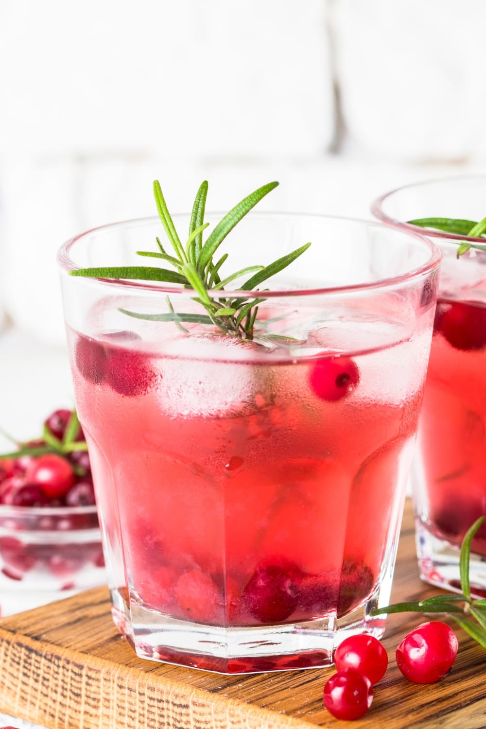 Cranberry Cocktail with Vodka, Rosemary and Ice
