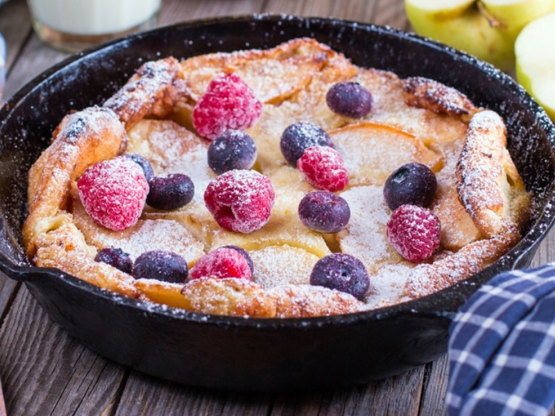 Dutch Baby with Blueberries and Strawberries on Top