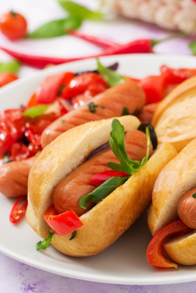Greek Style Hot Dog Sandwich