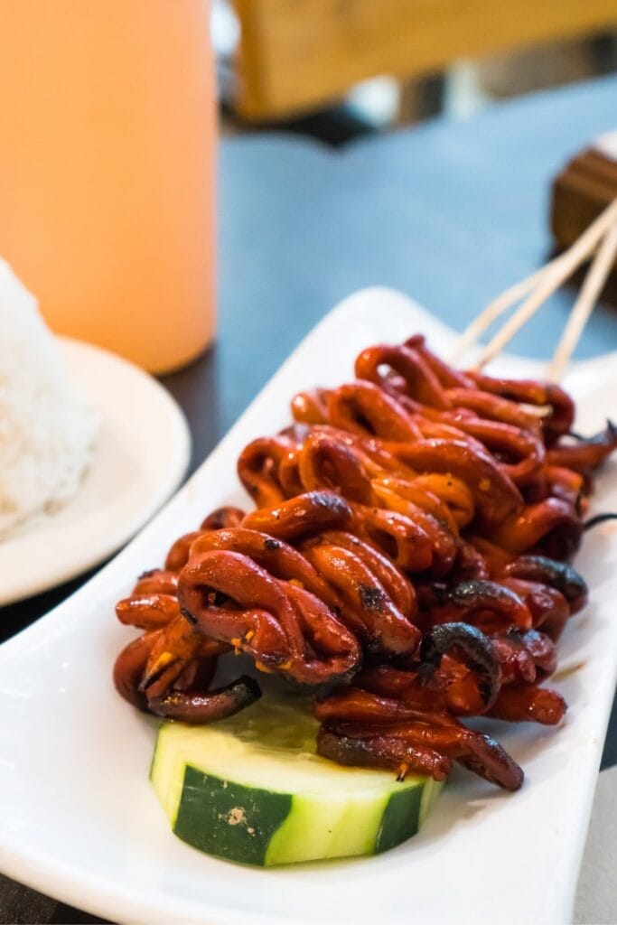 Grilled Chicken Intestine or Isaw - Filipino Street Food