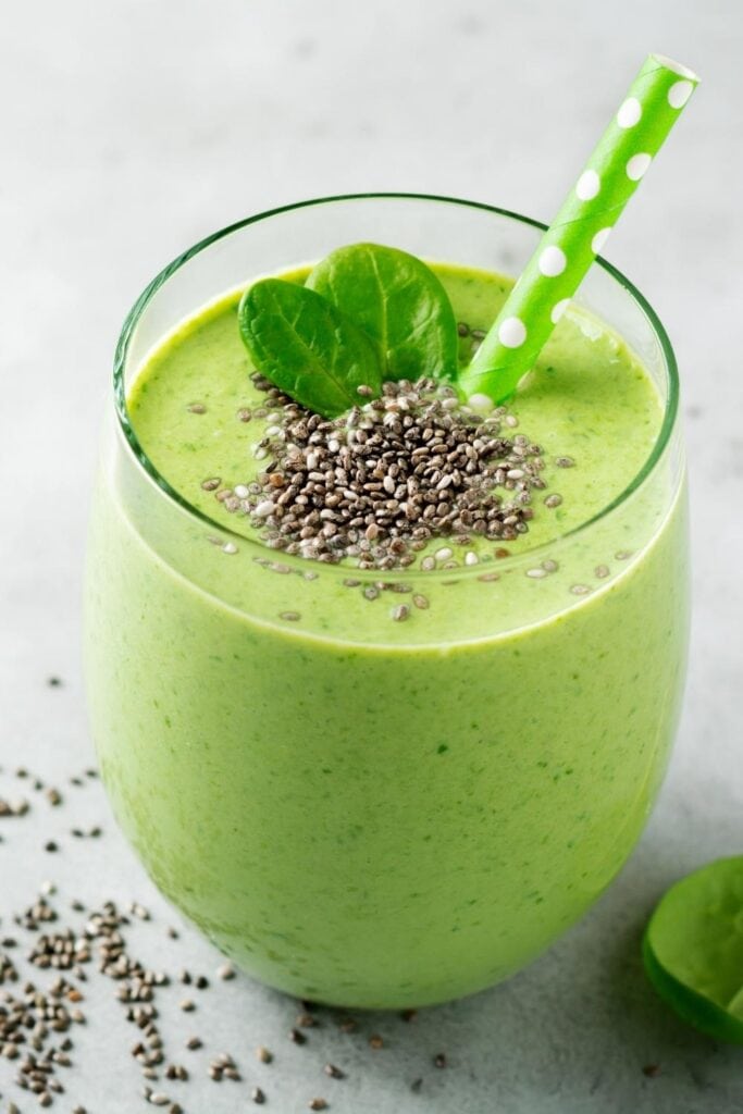 Healthy Green Chia Smoothie in a Glass