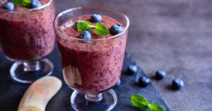 Homemade Berry Smoothie with Bananas and Blueberries